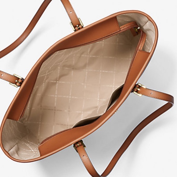 MICHAEL KORS 
Jet Set Travel Large Logo Tote Bag BROWN/BLACK SIGNATURE C… - Picture 12 of 15